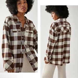 🍀 Free People We The Free So Long Summer Plaid Flannel Button Down Top